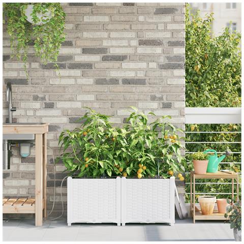 FIORIERE con Sistema di Irrigazione 2 pcs Bianco - Foto 2