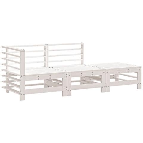 Set Salotto da Giardino 3 pz Bianco in Legno Massello di Pino - Foto 1