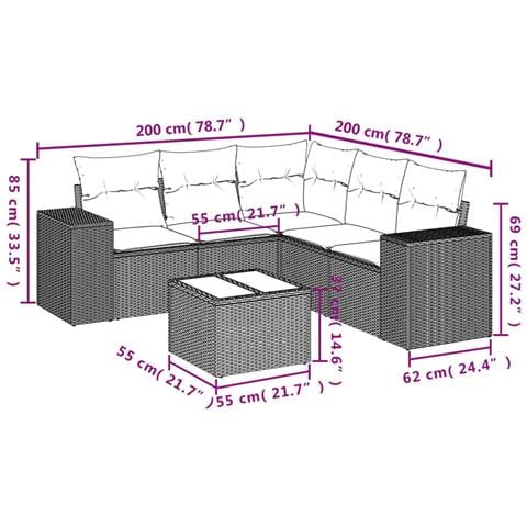 Set Divano da Giardino 6pz con Cuscini Grigio Chiaro Polyrattan - Foto 3