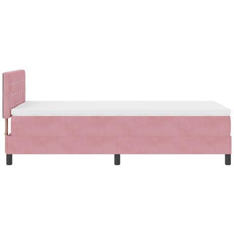 Letto Box Spring con Materasso Rosa Singolo in Velluto - Foto 9