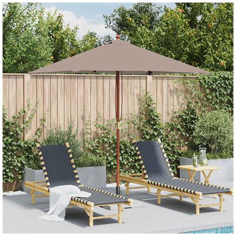 Ombrellone Da Esterni Con Palo In Legno 150x200 Cm Tortora - Foto 8