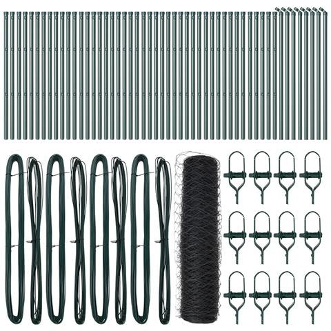 Recinto Esagonale  Grigio 0.6x100 m Acciaio, Pali per Recinto  13 pz Verde Ø32 mm 100 cm Acciaio Zincato - Foto 1