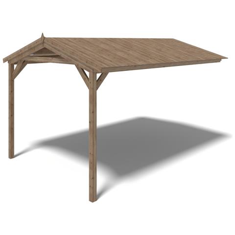 Tettoia Di Terazzo In Legno - 4.00x2.76m - Impregnata - Colore Marrone - Foto 1