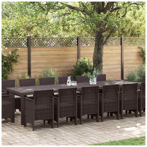 Set da Pranzo per Giardino 15 pcs Marrone Rattan Polt - Foto 2