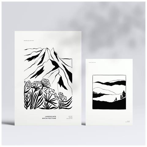 Set Di 6 Stampe In Black Ink Corners Stampe Artistiche E Astratte Per L'interior Design A3 & A4 Senza Cornice - Foto 2