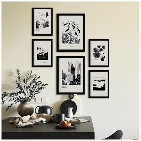 Set Di 6 Stampe In Black Ink Corners Stampe Artistiche E Astratte Per L'interior Design A3 & A4 Senza Cornice - Foto 4