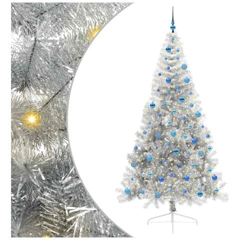 Albero di Natale artificiale con luci integrate Argento 240 cm - Foto 1