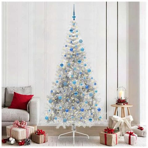 Albero di Natale artificiale con luci integrate Argento 240 cm - Foto 2
