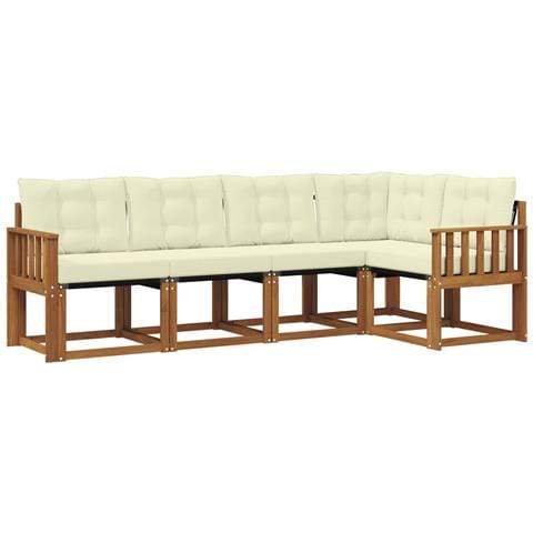Set di divani da esterno con cuscino 5 pcs Naturale e Crema - Foto 1
