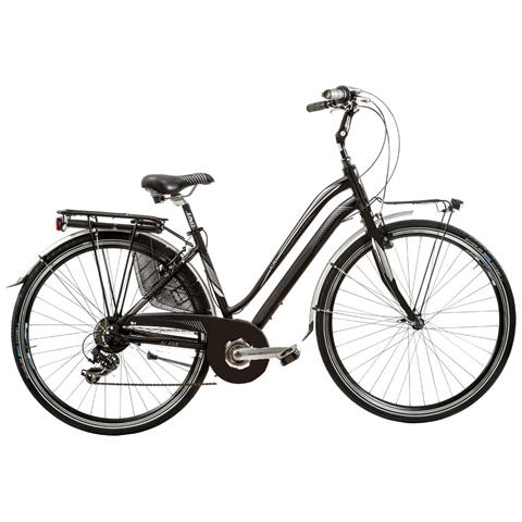 Bici Da Donna Misura 28 City Bike Bicicletta Aura7v Linea Aura Telaio In Alluminio Cambio 7v Completa Di Accessori E Luci A Led - 44 Nero Opaco - Foto 1