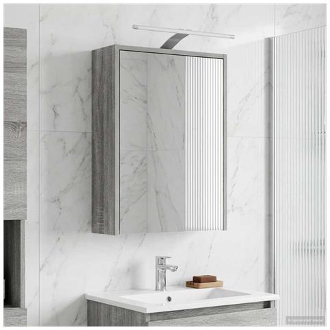 Mobiletto per specchio da bagno Grigio Sonoma 43 x 16 x 62.5 cm - Foto 2