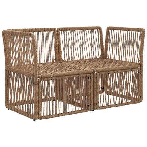Divano da giardino 2-Numero di posti Beige polyrattan - Foto 2