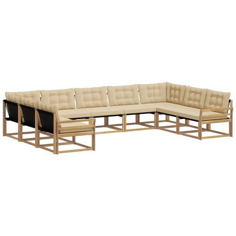 Set di divani da esterno con cuscino 9 pcs Bianco e Beige - Foto 1