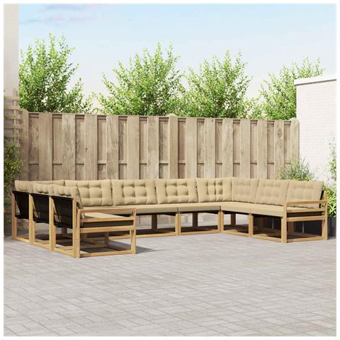 Set di divani da esterno con cuscino 9 pcs Bianco e Beige - Foto 2