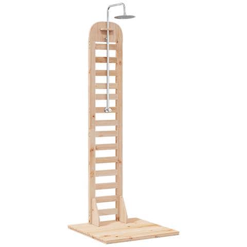 Doccia da esterno 223 cm Legno massello di pino e acciaio inox - Foto 1
