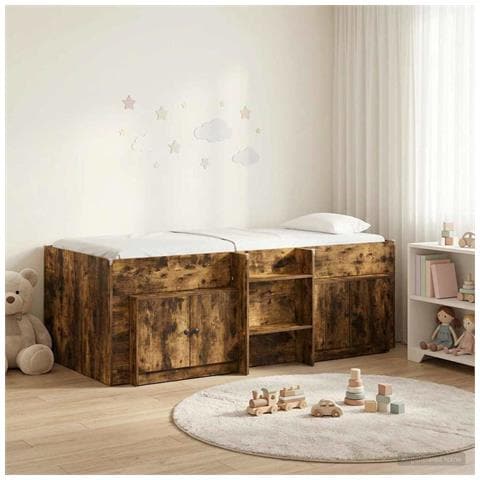Struttura Letto Loft con Armadietto con porta 3 pz Rovere Fumo - Foto 2