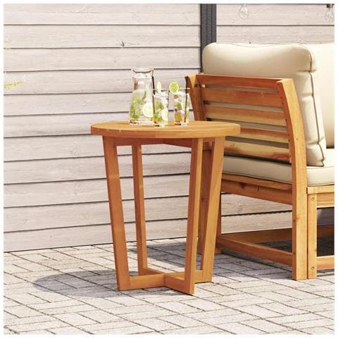 Tavolino da giardino rotondo Ø70x75 cm in Legno Massello di Acacia - Foto 2