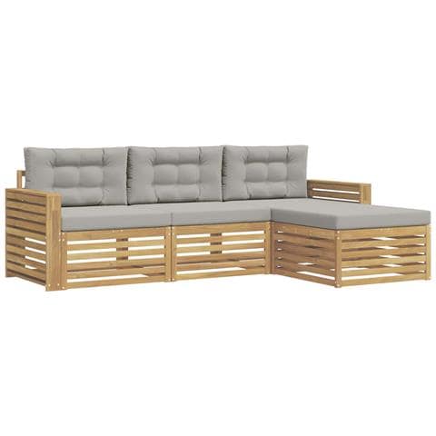 Set di divani da esterno 4 pcs Bianco e Grigio Chiaro - Foto 1