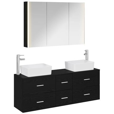 Set di mobili per il bagno 4 pcs Rovere Nero - Foto 1