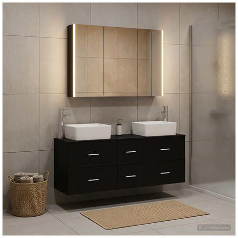 Set di mobili per il bagno 4 pcs Rovere Nero - Foto 2