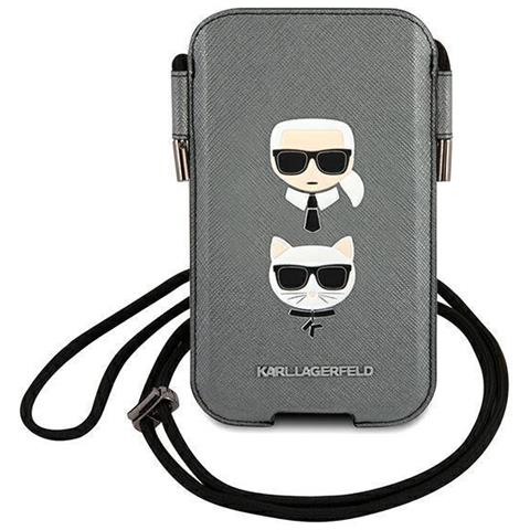 Karl Lagerfeld Borsa Klhcp12mophkcg 6.1 Grigia /grey Deklas Saffiano Ikonik Karl&choupette Head - Foto 1