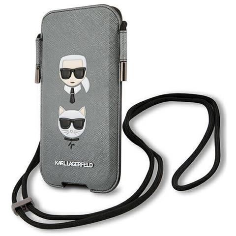 Karl Lagerfeld Borsa Klhcp12mophkcg 6.1 Grigia /grey Deklas Saffiano Ikonik Karl&choupette Head - Foto 2