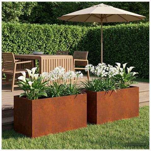 Vaso da giardino 2 pz Ruggine 100 x 50 x 50 cm Acciaio Corten - Foto 2