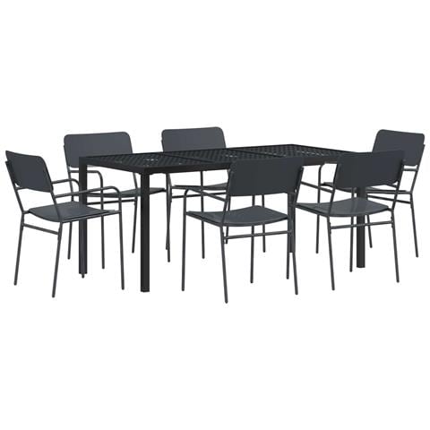 Set Mobili da Esterno 7 pz Antracite Acciaio - Foto 1