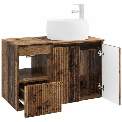 Set di mobili per il bagno 2 pz Legno antico - Foto 2