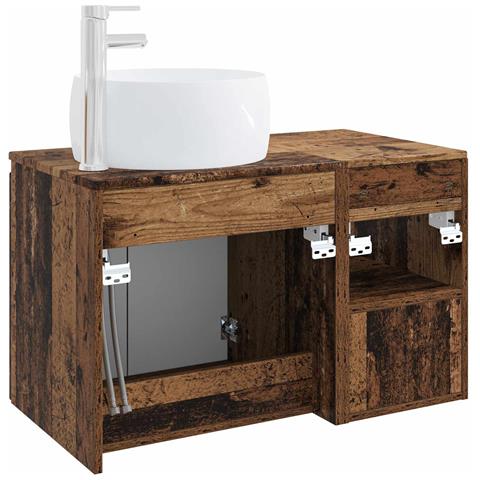 Set di mobili per il bagno 2 pz Legno antico - Foto 10