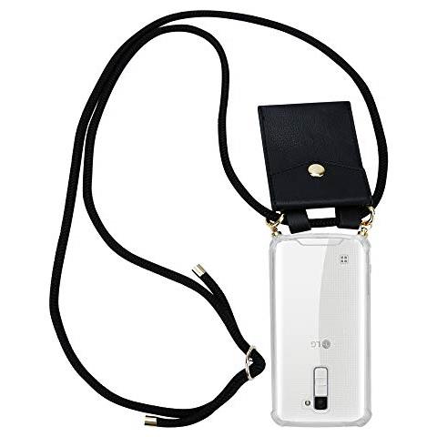 Catena Di Telefoni Cellulari Compatibile Con Lg K10 2016 In Nero - Coperchio Protettivo In Silicone Con Anelli D'oro, Cinturino In Corda E Custodia Staccabile - Foto 1