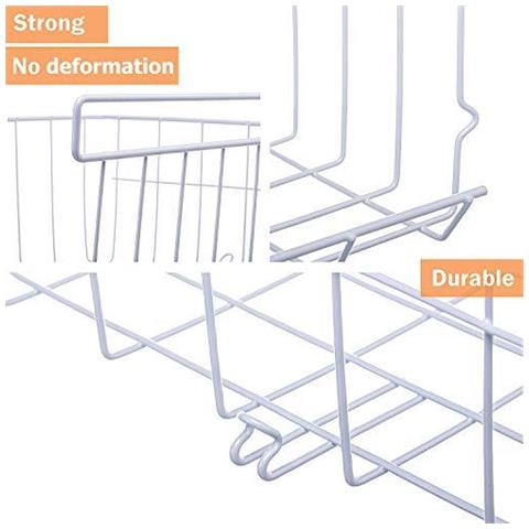 Sotto Shelf Cestino Di Immagazzinaggio 2-pack Sotto Shelf Hanging Del Nastro Metallico Cestino Di Immagazzinaggio Organizzatore Per Cucina Ufficio Dispensa Bagno Gabinetto Bianco - Foto 2