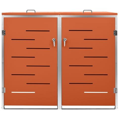 Copri Bidoni Pattumiera Doppia 138x77,5x112,5 cm Acciaio Inox - Foto 2