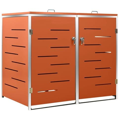 Copri Bidoni Pattumiera Doppia 138x77,5x112,5 cm Acciaio Inox - Foto 1
