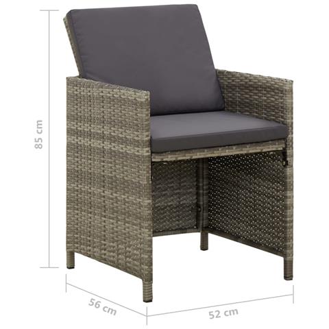 Sedie Da Giardino 4 Pz Con Cuscini In Polyrattan Grigio - Foto 2