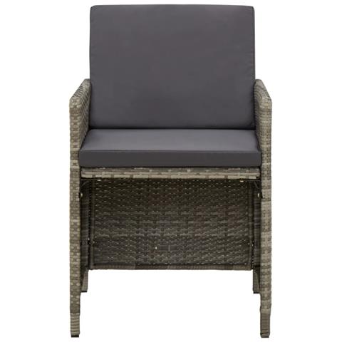 Sedie Da Giardino 4 Pz Con Cuscini In Polyrattan Grigio - Foto 8