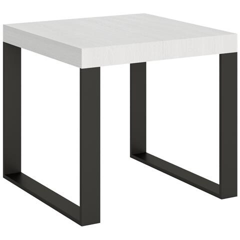 Tavolo Allungabile 90x90/246 Cm Tecno Telaio Antracite - Bianco Frassino - Foto 5