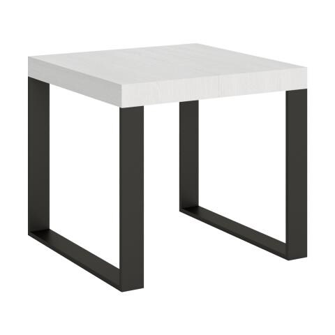 Tavolo Allungabile 90x90/246 Cm Tecno Telaio Antracite - Bianco Frassino - Foto 1