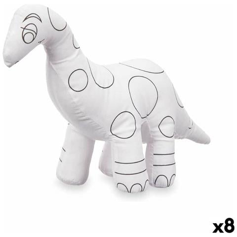 Peluche Da Colorare Bianco Nero Stoffa 28 X 22 X 9 Cm Dinosauro (8 Unità) - Foto 1