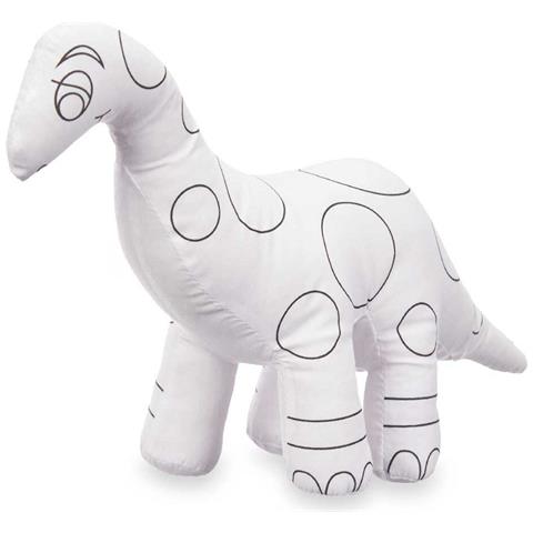 Peluche Da Colorare Bianco Nero Stoffa 28 X 22 X 9 Cm Dinosauro (8 Unità) - Foto 2