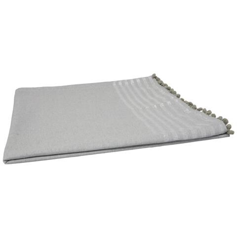 Telo Mare Fouta Da Lettino 100% Cotone Modello Lurex Con Pon Pon Telo Mare Grigio - Foto 2