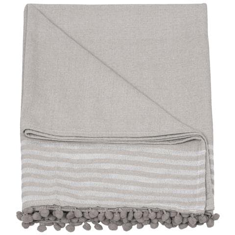 Telo Mare Fouta Da Lettino 100% Cotone Modello Lurex Con Pon Pon Telo Mare Grigio - Foto 5