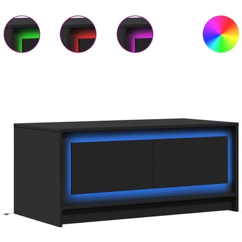 Tavolino Da Salotto Con Luci Led Nero In Truciolato - Foto 2