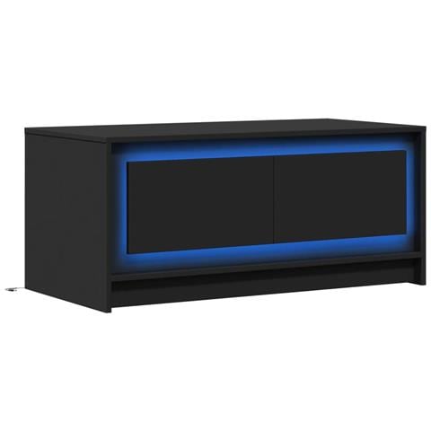 Tavolino Da Salotto Con Luci Led Nero In Truciolato - Foto 3