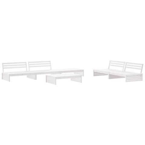 Set Divani Da Giardino 6pz Con Cuscini In Legno Massello Bianco - Foto 2