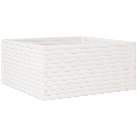 Fioriera Da Giardino Bianca 100x100x46cm Legno Massello Di Pino - Foto 2