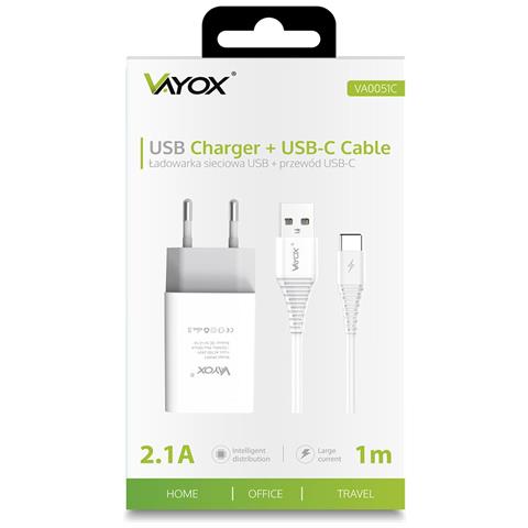 Caricatore Di Rete Usb 5v 2,1a + Cavo Usb Tipo C 1m Va0051c - Foto 2