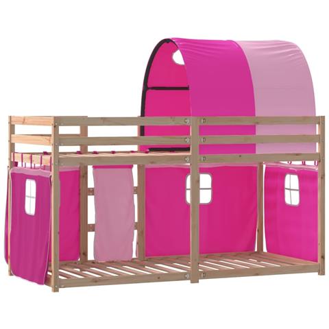 Letto a Castello senza Materasso Rosa 75x190 cm Legno di Pino - Foto 2
