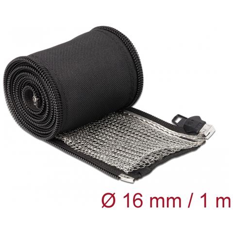 Manicotto intrecciato con schermatura EMI e cerniera resistente al calore 1 m x 16 mm nero - Foto 2