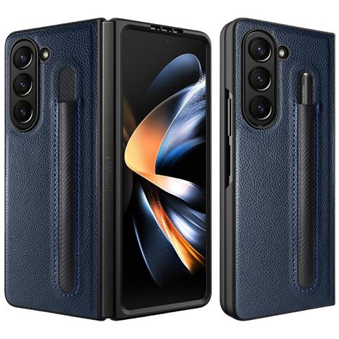 Custodia Per Telefono Samsung Galaxy Z Fold Con Motivo Litchi E Slot Per Penna Blue Model 4 - Foto 2